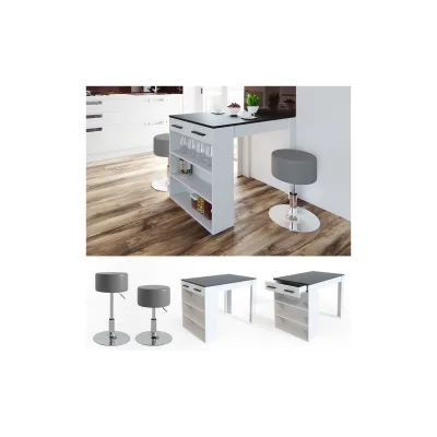 Vicco Esstisch-Set Anthrazit, Weiß 67x77.5x100 cm