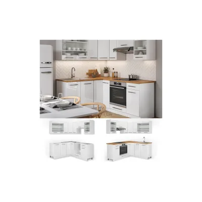 Vicco Eckküche FAME-LINE Küchenzeile Küche 190cm Weiß Hochglanz