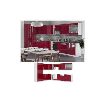 Vicco Eckküche Bordeaux, Anthrazit 347x206.8x51.6 cm