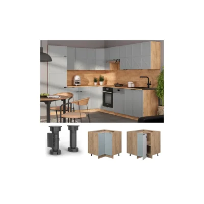Vicco Eckunterschrank Blaugrau, Eiche 80.5x82x60 cm