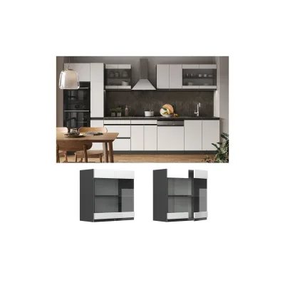 Vicco Küchenglasschrank Weiß, Anthrazit 60x60x31 cm