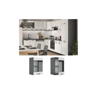 Vicco Küchenglasschrank Weiß, Anthrazit 40x60x31 cm
