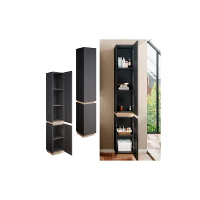 Vicco Hochschrank Badschrank Badezimmerschrank Gloria Anthrazit Sonoma 33 x 198 cm modern Badezimmer 2 Türen 5 Fächer