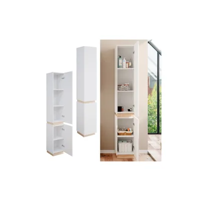 Vicco Hochschrank Badschrank Badezimmerschrank Gloria Weiß Sonoma 33 x 198 cm modern Badezimmer 2 Türen 5 Fächer