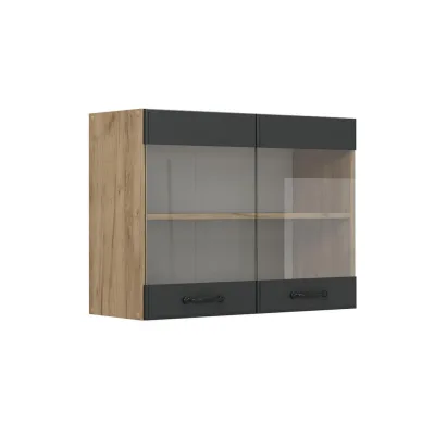Vicco Küchenglasschrank Anthrazit, Eiche 80x60x31 cm