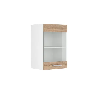 Vicco Küchenglasschrank Sonoma Eiche, Weiß 40x60x31 cm