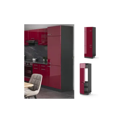 Vicco Kühlumbauschrank Weiß Hochglanz, Anthrazit 60x206.8x57.2 cm