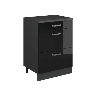 Vicco Küchenschrank Schwarz Hochglanz, Anthrazit 60x83.8x46 cm