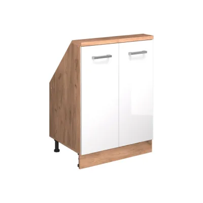 Vicco Küchenschrank Weiß Hochglanz, Eiche 60x83.8x46 cm