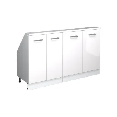 Vicco Küchenschrank Weiß Hochglanz, Weiß 140x83.8x46 cm