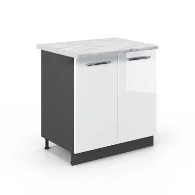 Vicco Küchenunterschrank Weiß Hochglanz, Anthrazit 80x82x60 cm