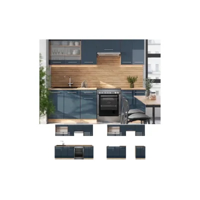Vicco Küchenzeile Dunkelblau, Eiche 240x81.6x60 cm