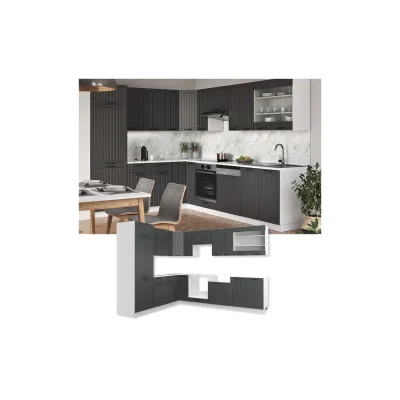 Vicco Eckküche Weiß, Anthrazit 190x206.8x51.6 cm