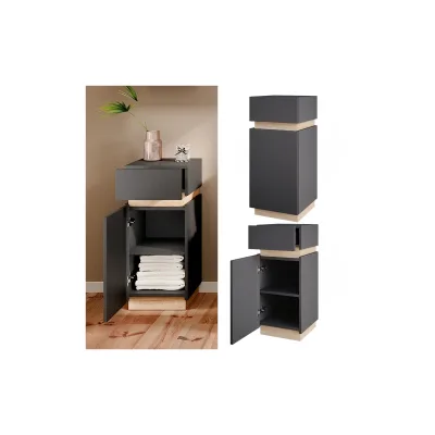 Vicco Midischrank Badschrank Badezimmerschrank Gloria Anthrazit Sonoma 33 x 76 cm modern Badezimmer Tür Schublade 2 Fächer
