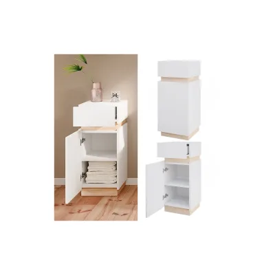 Vicco Midischrank Badschrank Badezimmerschrank Gloria Weiß Sonoma 33 x 76 cm modern Badezimmer Tür Schublade 2 Fächer