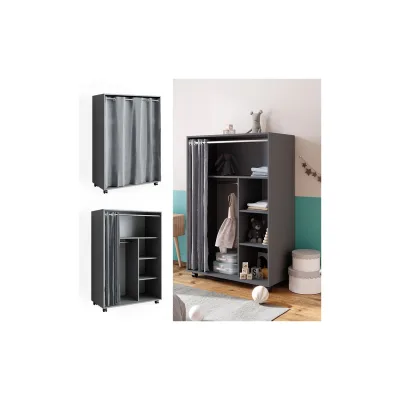 Vicco Kleiderschrank Grau 100x146.6x50 cm