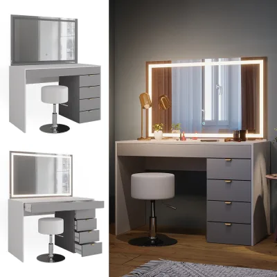 Vicco Schminktisch Weiß, Grau 115x146.2x55 cm