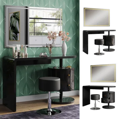 Vicco Schminktisch Schwarz Hochglanz 120x146.6x50 cm