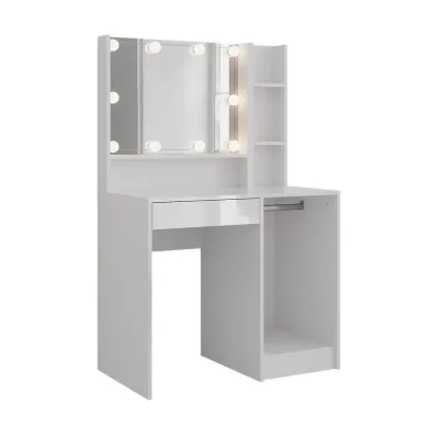 Vicco Schminktisch Weiß, Weiß Hochglanz 89.8x141x50.1 cm