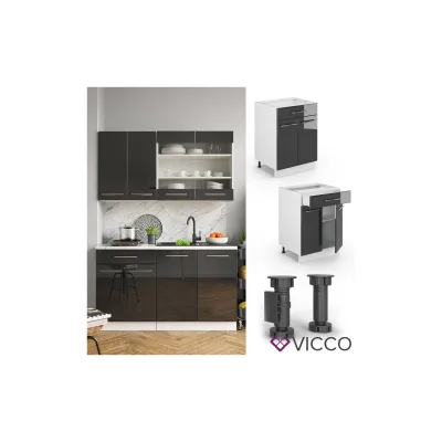 Vicco Küchenunterschrank Anthrazit, Weiß 60x82x51.6 cm