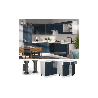 Vicco Küchenunterschrank Dunkelblau, Weiß 80x82x60 cm
