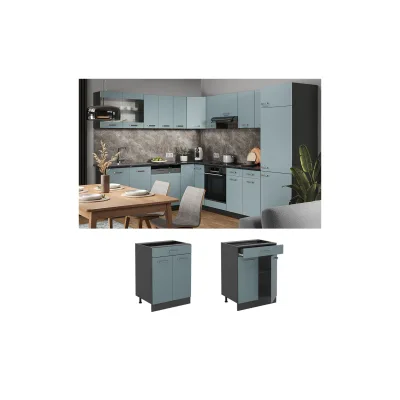 Vicco Küchenunterschrank Blaugrau, Anthrazit 60x81.6x46 cm