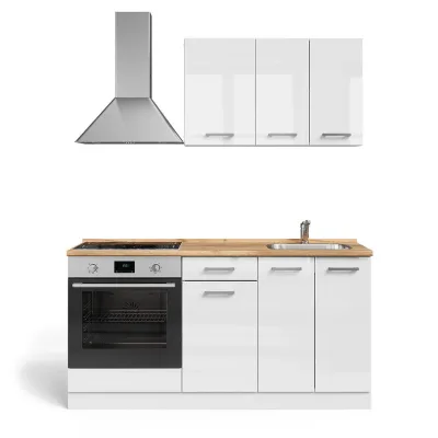 Vicco Singleküche Weiß Hochglanz, Weiß 160x81.6x46 cm