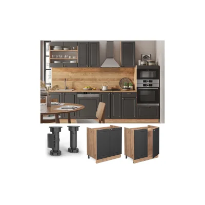 Vicco Spülenunterschrank Anthrazit, Eiche 80x82x51.6 cm