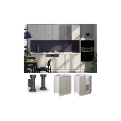 Vicco Küchenunterschrank Greige, Weiß 60x82x60 cm