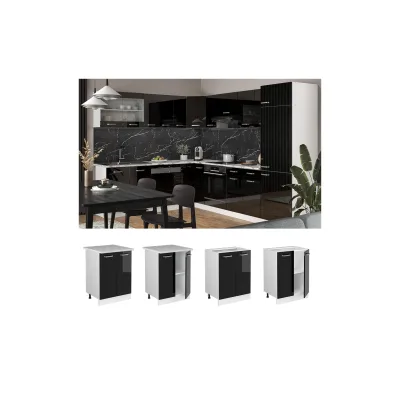 Vicco Küchenunterschrank Schwarz Hochglanz, Weiß 60x81.6x60 cm