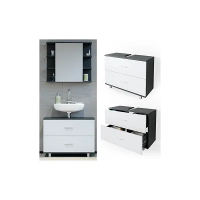 Vicco Waschbeckenunterschrank Anthrazit, Weiß 80x60.8x33 cm
