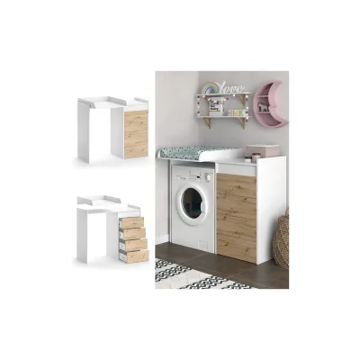 Vicco Waschschrank Alf 116 x 98 cm, Weiß Artisan Eiche, Wickelkommode, Badezimmer
