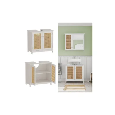 Vicco Waschtischunterschrank Rosario 60 x 58 cm, Weiß, 2 Türen, Badezimmer, modern