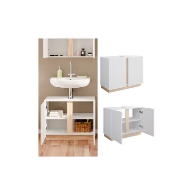 Vicco Waschtischunterschrank Waschbeckenunterschrank Badezimmerschrank Gloria Weiß Sonoma 70 x 56 cm modern Badezimmer 2 Türen
