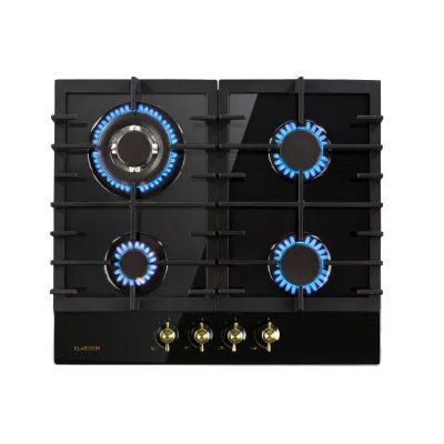 Victoria 4 Zonen Gaskochfeld 4-flammig Sabaf-Brenner Glaskeramik
