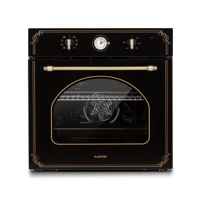 Victoria Einbaubackofen Retro-Design 9 Funktionen 50-250°C schwarz Schwarz