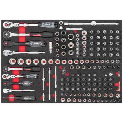 VIGOR Steckschlüssel Satz, 165-tlg., 0,8 x 4 - 1,2 x 8 mm, 3 - 24 mm, E4 - E20, PH1 - PH3, PZ1 - PZ3, T10 - T55, T9H - T27H, Anzahl Werkzeuge: 165