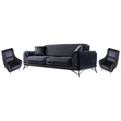 Villa Möbel Sitzgarnitur Schwarz 187x85x100 cm
