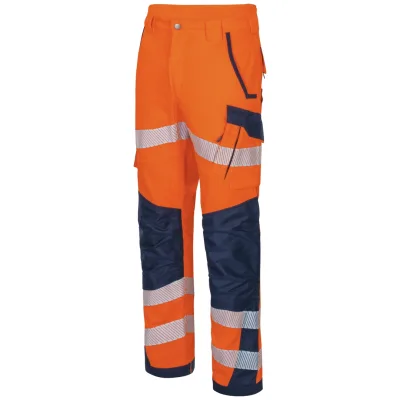 Vizwell Warnschutz-Bundhose VWT178 Gr. 60 leuchtorange/marine