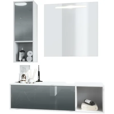 Vladon Badmöbelset Grau 126.5x190x46 cm