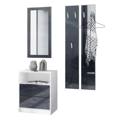 Vladon Garderobe Schwarz Hochglanz 130x185x36 cm