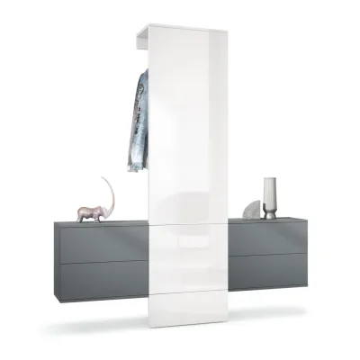 Vladon Garderobe Weiß Hochglanz 157x193x35 cm