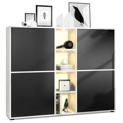 Vladon Highboard Schwarz 130.5x105.5x35.5 cm