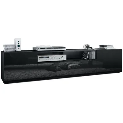 Vladon Lowboard Schwarz Hochglanz 181x39x35 cm