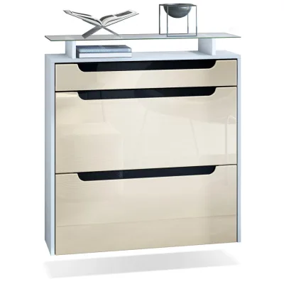 Vladon Schuhschrank Creme, Schwarz 89x96x23 cm