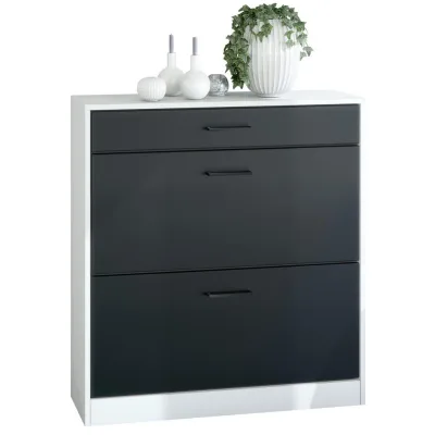 Vladon Schuhschrank Schwarz 89x95.5x27 cm