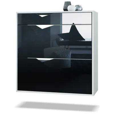 Vladon Schuhschrank Schwarz Hochglanz 85x87x33 cm