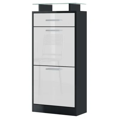 Vladon Schuhschrank Weiß Hochglanz 46x104x23 cm