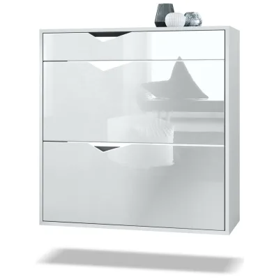 Vladon Schuhschrank Weiß Hochglanz 85x87x33 cm