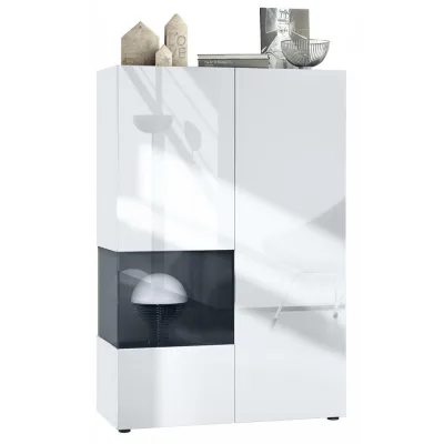 Vladon Vitrine Schwarz Hochglanz 91.5x136.5x37 cm
